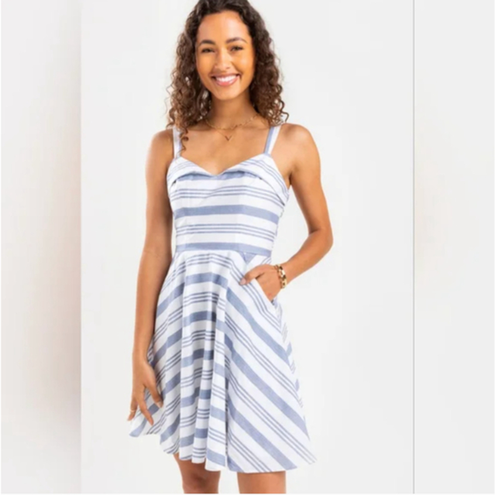 NWT - Trixxi Blue and White Striped A Line Swing Dress
